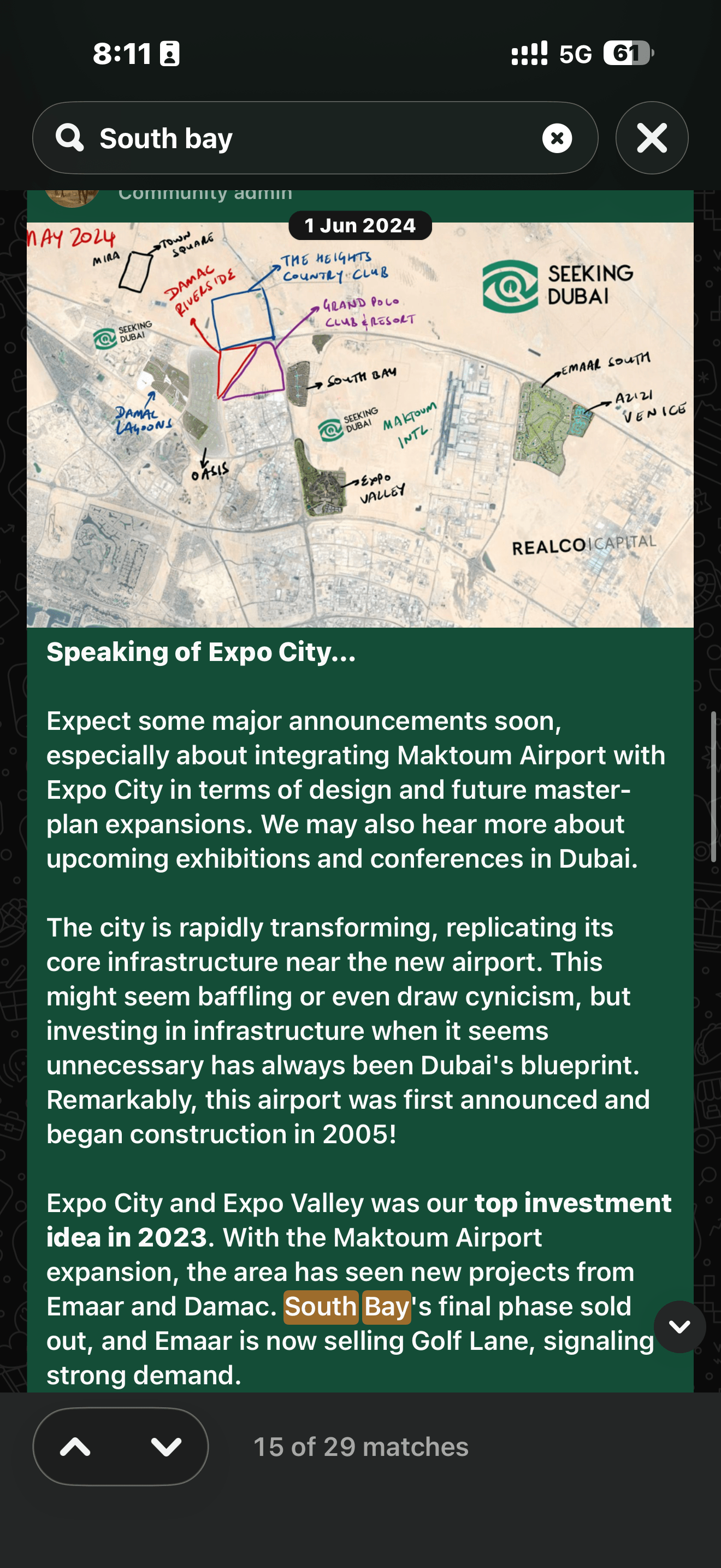 Seeking Dubai original South Bay community post, 2024-06-01: The final phase: sold out.