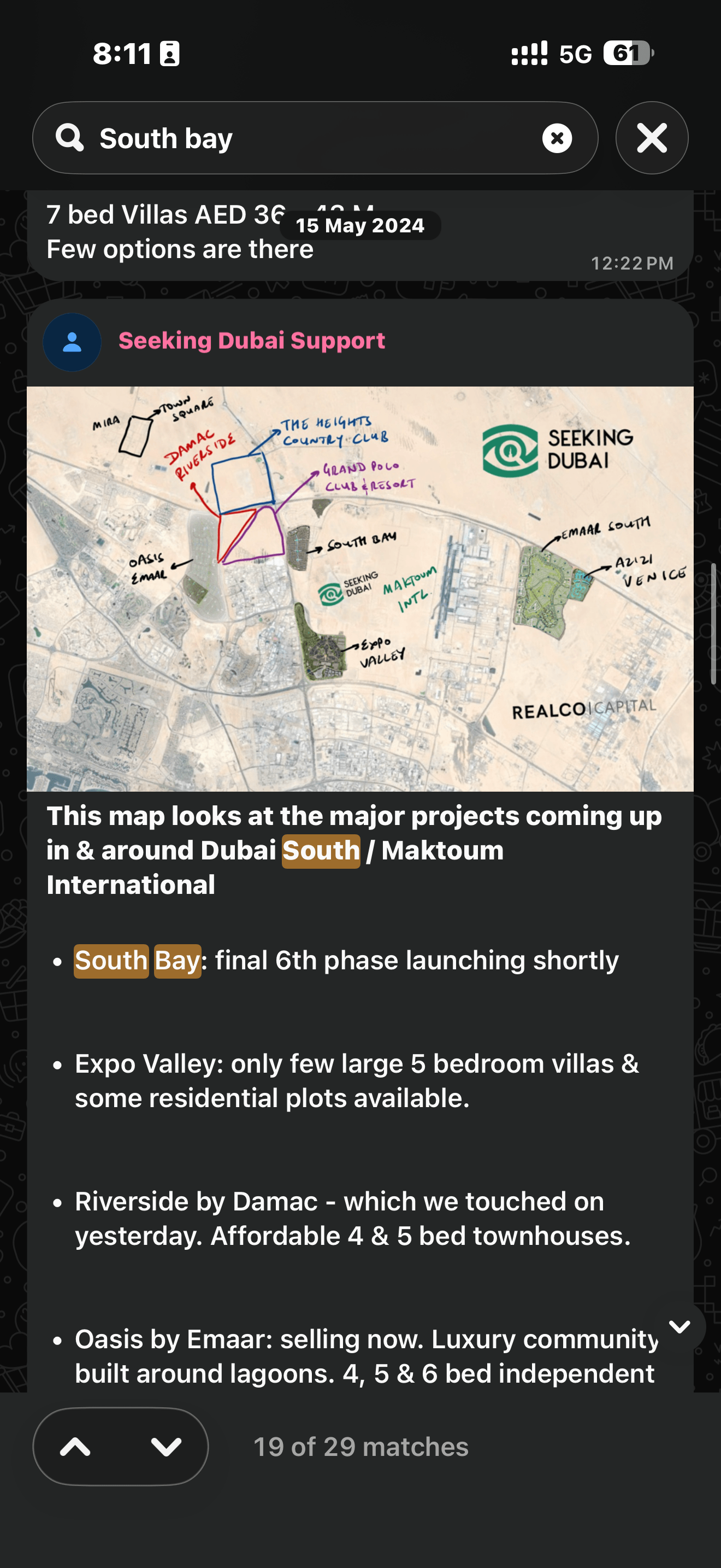 Seeking Dubai original South Bay community post, 2024-05-15: The area around South Bay.