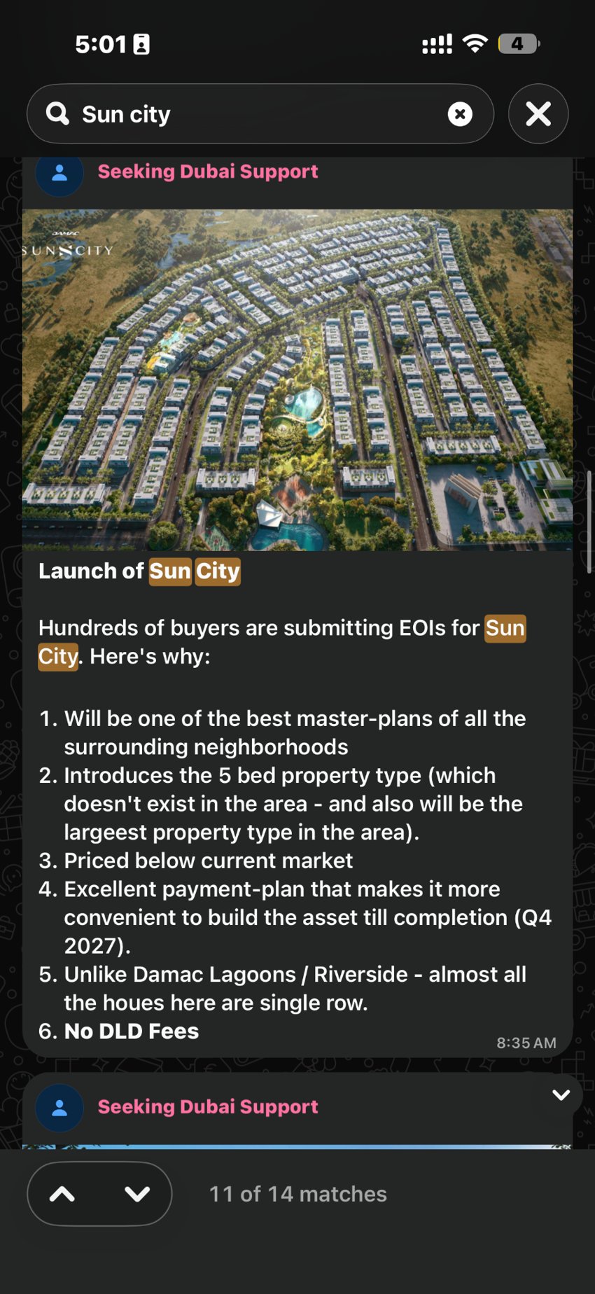 Seeking Dubai original community post: Sun City launch analysis, September 2024