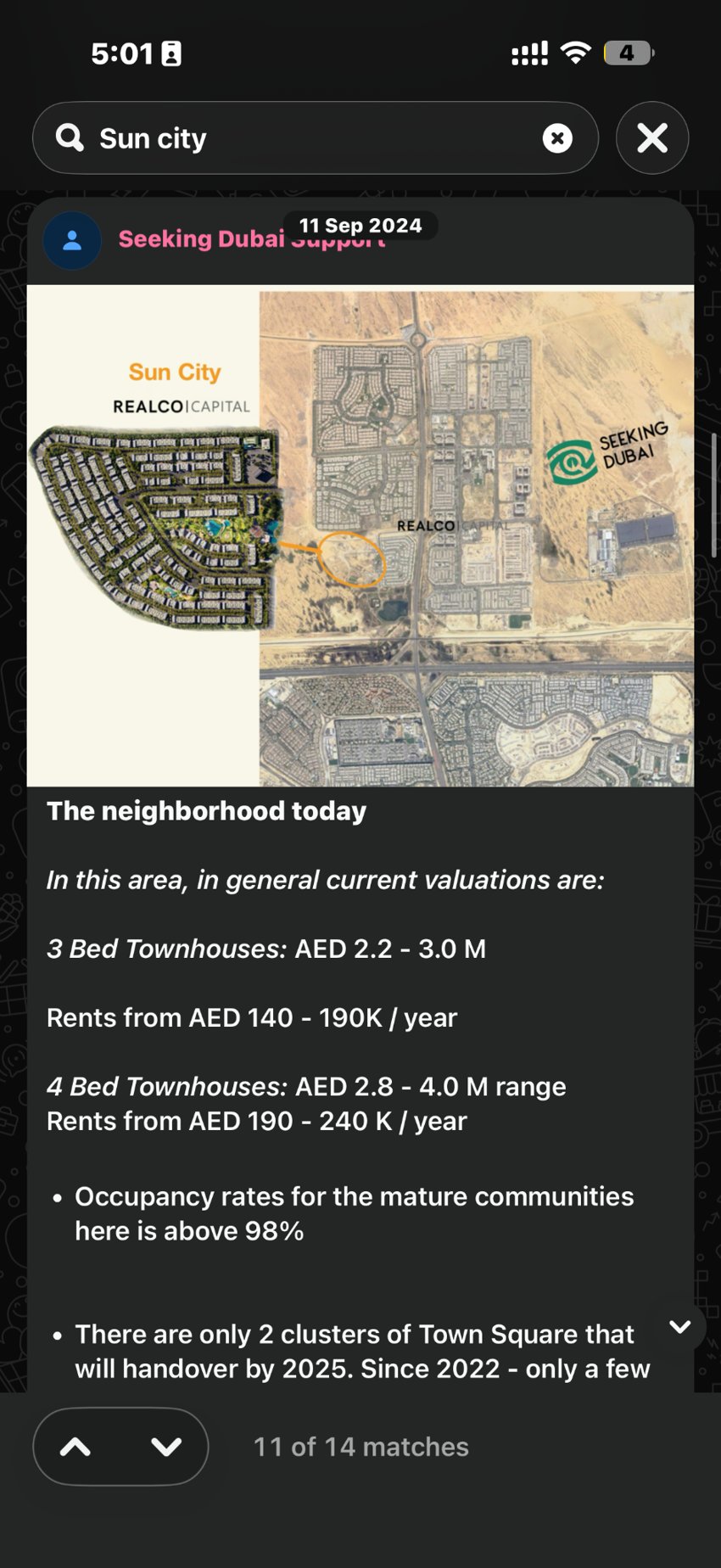 Seeking Dubai original September 2024 neighbourhood map and townhouse sale and rent ranges