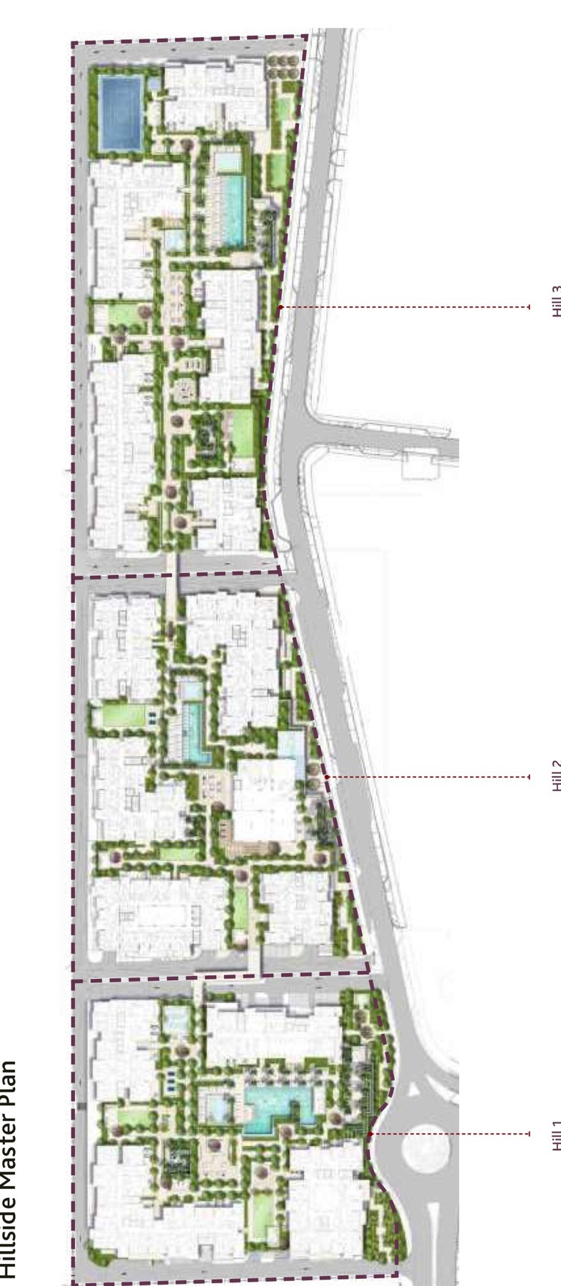 Hillside masterplan — Hill 1, Hill 2 and Hill 3.