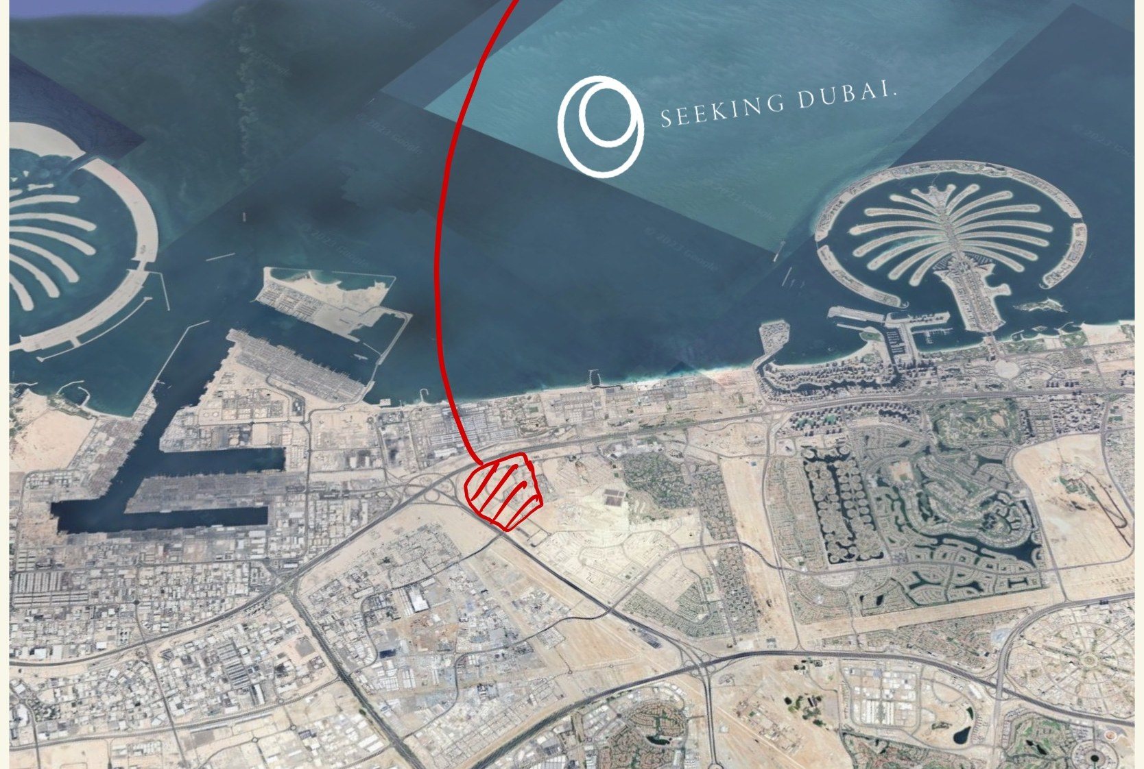 Wasl Gate on the coast-to-Sheikh Zayed Road corridor, beside Palm Jebel Ali and Jebel Ali